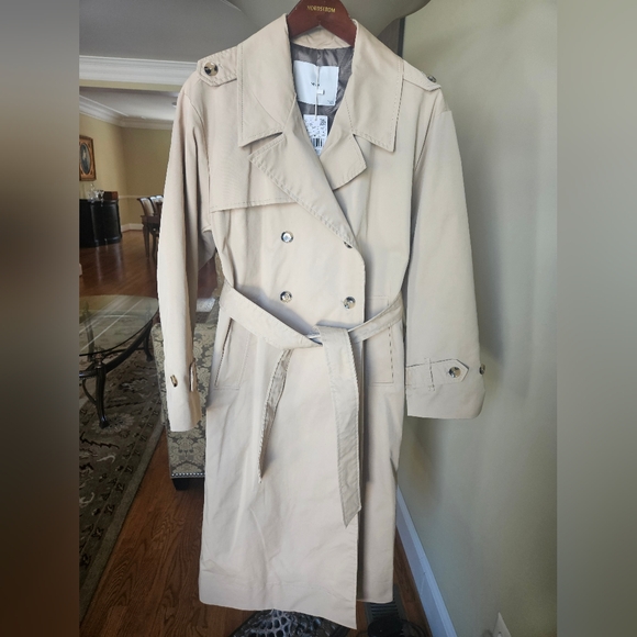 NWT Mango Double-Breasted Trench Coat Cream/Tan - Picture 6 of 16